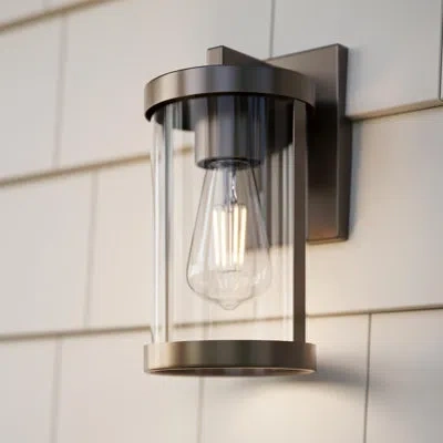 Progress Lighting Kagen 10" 1-light Small Antique Bronze Outdoor Wall Light With Clear Glass Panels In Brown