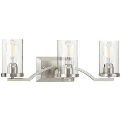 Progress Lighting Lassiter Collection Three-light Clear Glass Modern Bath Vanity Light In Gray