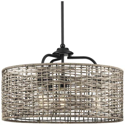 Progress Lighting Lavelle Collection Four-light Mocha Finish Rattan Hanging Pendant Light