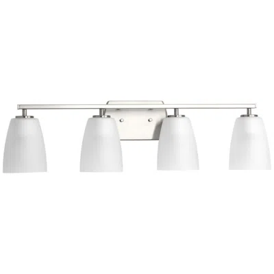 Progress Lighting Leap Collection Four-light Etched Glass Modern Bath Vanity Light