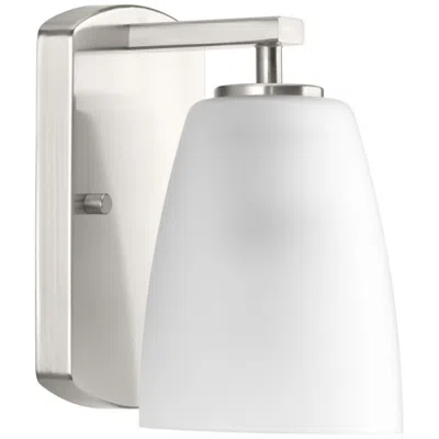 Progress Lighting Leap Collection One-light Etched Glass Modern Bath Vanity Light In White