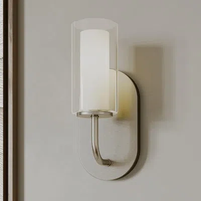 Progress Lighting Mack Brushed Nickel 1-light Wall Sconce With Layered Glass Shade In Silver