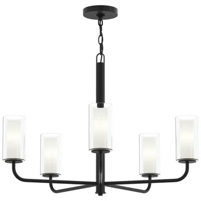 Progress Lighting Mack Five-light Chandelier With Layered Glass Shades In Black
