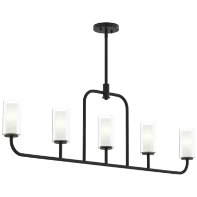 Progress Lighting Mack Five-light Linear Chandelier With Layered Glass Shades In Multi