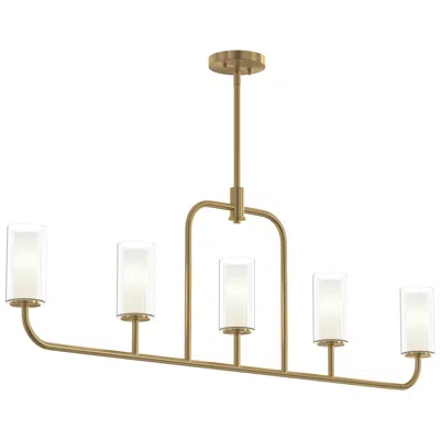 Progress Lighting Mack Five-light Linear Chandelier With Layered Glass Shades In Multi