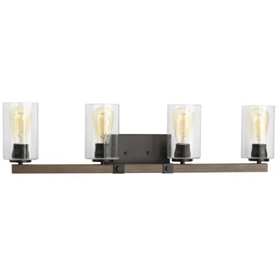 Progress Lighting Mill Collection Four-light Clear Seeded Glass Farmhouse Bath Vanity Light