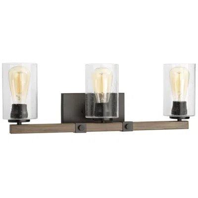 Progress Lighting Mill Collection Three-light Clear Seeded Glass Farmhouse Bath Vanity Light