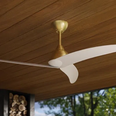 Progress Lighting Nirra 52" 3-blade Indoor/outdoor Champagne Bronze Ceiling Fan With Matte White Abs Blades And Wall C In Gold