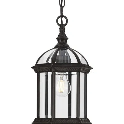 Progress Lighting One-light Traditional Clear Glass Outdoor Hanging Light In Antique Bronze