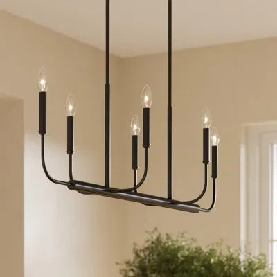 Progress Lighting Reines 6-light Matte Black Linear Chandelier