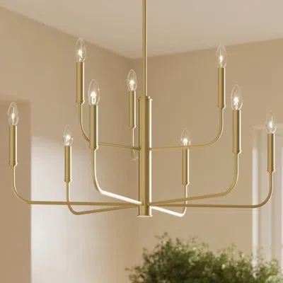 Progress Lighting Reines 9-light Brushed Gold Two-tier Chandelier