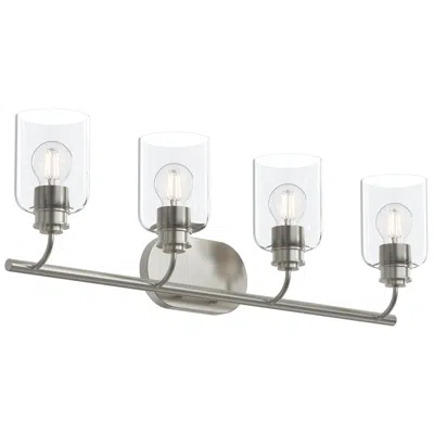 Progress Lighting Reines Four-light Bath Vanity With Clear Glass Shades In Multi