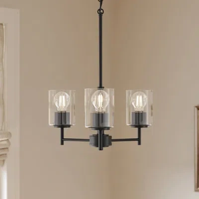 Progress Lighting Replay Collection 3-light Black Chandelier With Clear Glass Shades