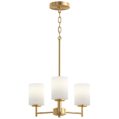 Progress Lighting Replay Collection 3-light Brushed Gold Chandelier With Etched Glass Shades