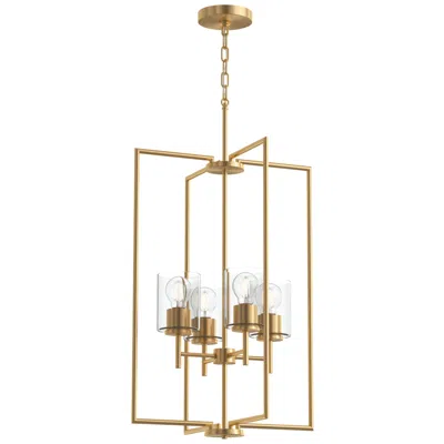 Progress Lighting Replay Collection 4-light Brushed Gold Pendant With Clear Glass Shades