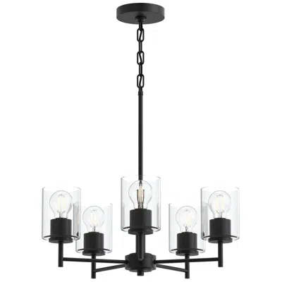 Progress Lighting Replay Collection 5-light Black Chandelier With Clear Black Shades