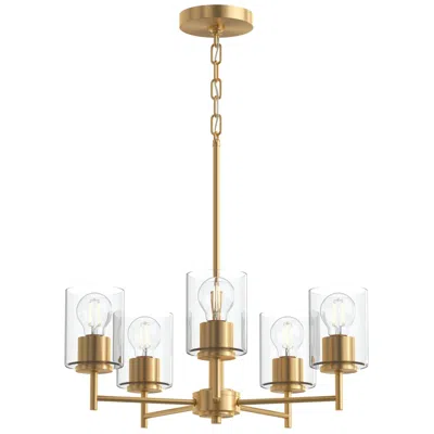 Progress Lighting Replay Collection 5-light Brushed Gold Chandelier With Clear Glass Shades