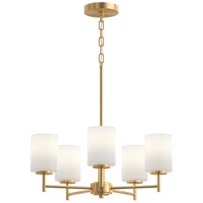 Progress Lighting Replay Collection 5-light Brushed Gold Chandelier With Etched Glass Shades