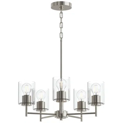 Progress Lighting Replay Collection 5-light Polished Nickel Chandelier W/clear Glass Shades In Silver