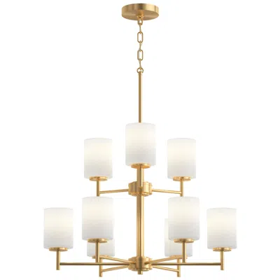 Progress Lighting Replay Collection 9-light 2-tier Brushed Gold Chandelier Etched Glass