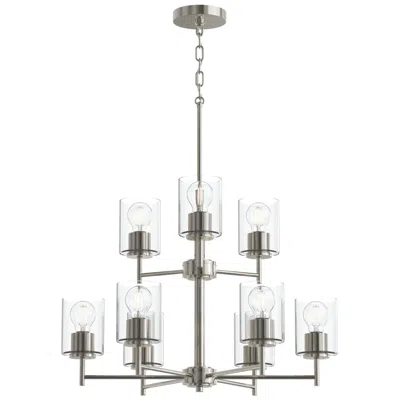 Progress Lighting Replay Collection 9-light 2-tier Polished Nickel Chandelier Clear Glass In Silver
