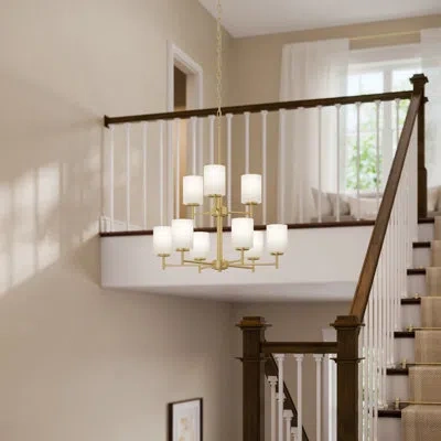 Progress Lighting Replay Collection 9-light Brushed Gold Chandelier With Etched Glass Shades In Brown