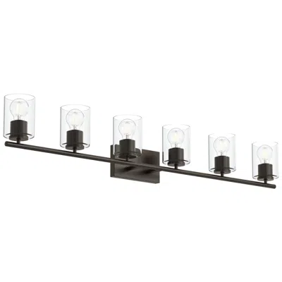 Progress Lighting Replay Collection Six-light Bath & Vanity Light With Clear Glass Shades In Black