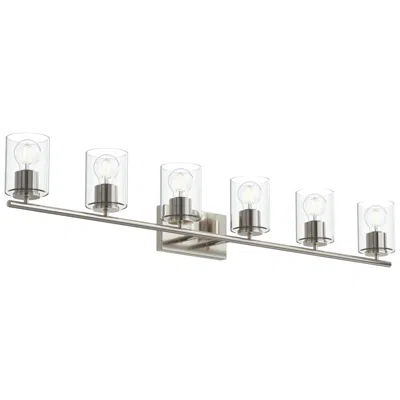 Progress Lighting Replay Collection Six-light Bath & Vanity Light With Clear Glass Shades In Silver