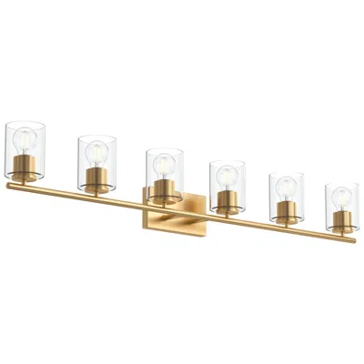 Progress Lighting Replay Collection Six-light Bath & Vanity Light With Clear Glass Shades In Gold