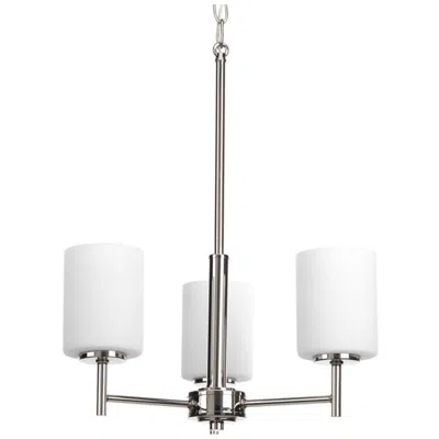 Progress Lighting Replay Collection Three-light Etched White Glass Chandelier Light