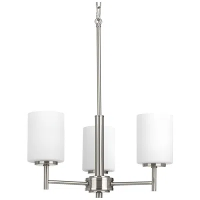 Progress Lighting Replay Collection Three-light Etched White Glass Chandelier Light