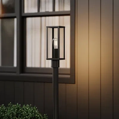 Progress Lighting Ryle 16" One-light Matte Black Post Mount Lantern With Clear Glass Panels