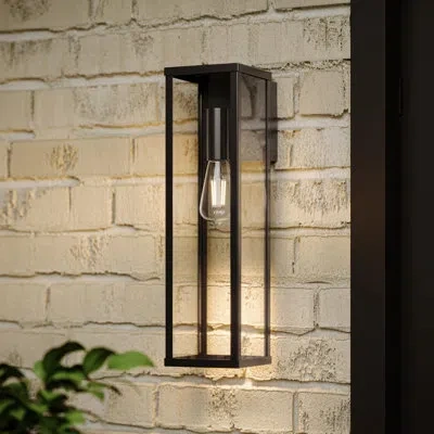 Progress Lighting Ryle One-light Extra Large Wall Lantern With Clear Glass Panels In Black