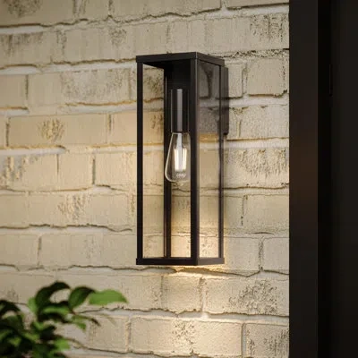 Progress Lighting Ryle One-light Large Wall Lantern With Clear Glass Panels In Black