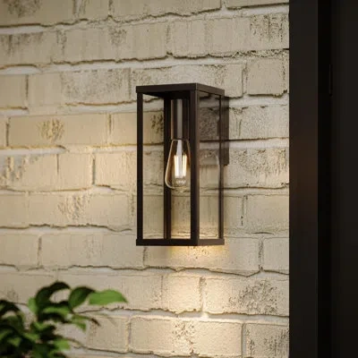 Progress Lighting Ryle One-light Medium Wall Lantern With Clear Glass Panels In Brown