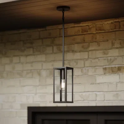 Progress Lighting Ryle One-light Outdoor Pendant Light With Clear Glass Panels In Black