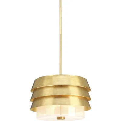 Progress Lighting Sandbar 3-light Single Drum Pendant In Brushed Brass