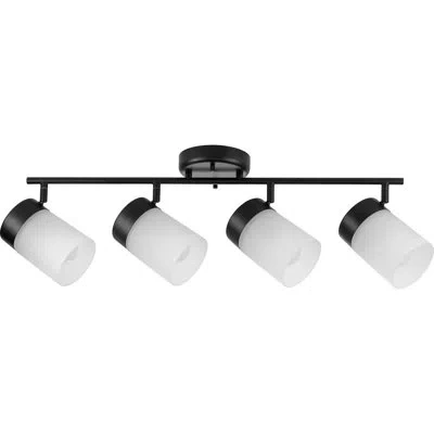 Progress Lighting Satin White Four-head Track In Black
