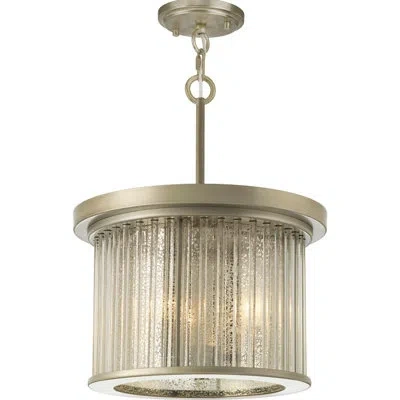 Progress Lighting Sequit Point 3 - Light Single Drum Pendant In Antique Nickel