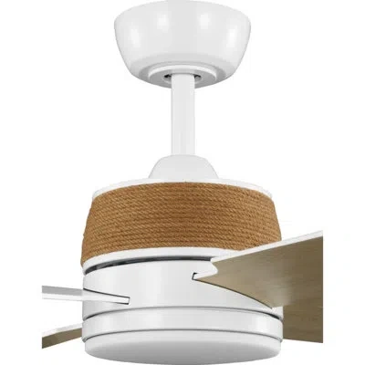 Progress Lighting Shaffer Ii 56'' Ceiling Fan With Led Lights In Satin White,distressed Charcoal