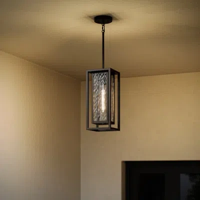 Progress Lighting Shaw 17" 1-light Antique Bronze Outdoor Pendant With Clear Water Glass In Black