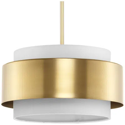 Progress Lighting Silva Collection Three-light White Linen Shade Pendant