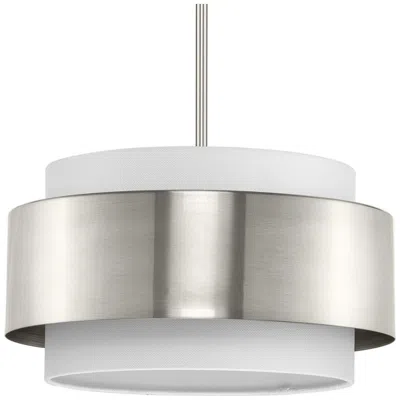 Progress Lighting Silva Collection Three-light White Linen Shade Pendant