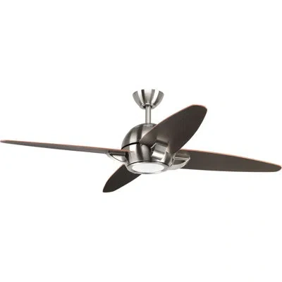 Progress Lighting Soar 4 - Blade Led Standard Ceiling Fan With Remote Control And Light Kit Included In Brushed Nickel With Black Blades