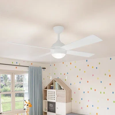Progress Lighting Tavo 52-in 4-blade Indoor Modern Matte White Ceiling Fan With 3000k Integrated Led With Pull Chain