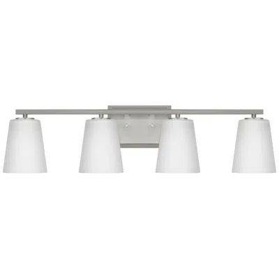 Progress Lighting Vertex Collection Four-light Etched White Glass Contemporary Bath Light