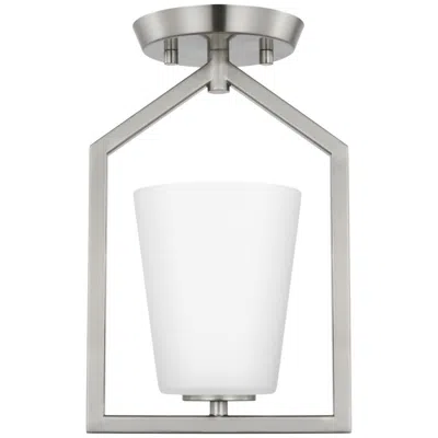 Progress Lighting Vertex Collection One-light Etched White Semi-flush Mount