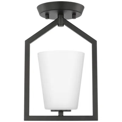 Progress Lighting Vertex Collection One-light Etched White Semi-flush Mount