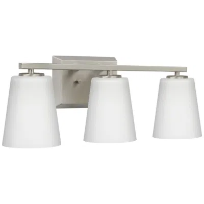 Progress Lighting Vertex Collection Three-light Etched White Glass Contemporary Bath Light