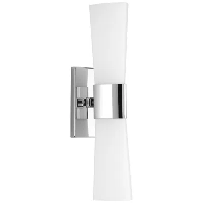 Progress Lighting Zura Collection Two-light Polished Chrome Etched Opal Glass Vanity Light
